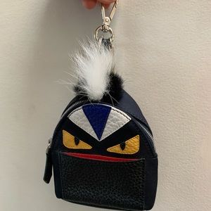 FENDI Leather & Nylon Monster Key Chain/bag Charm